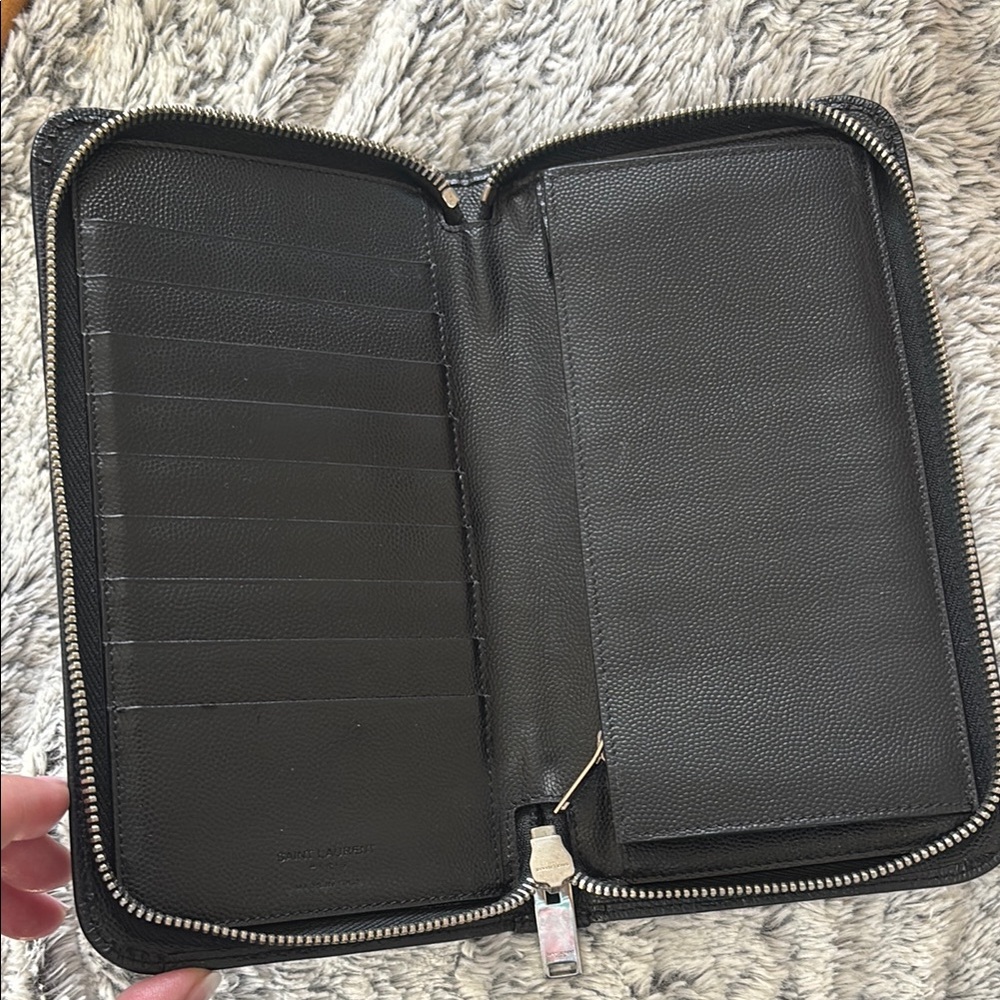 Saint Laurent Paris Zip Around Wallet in Embossed Leather EUC - Picture 4 of 9